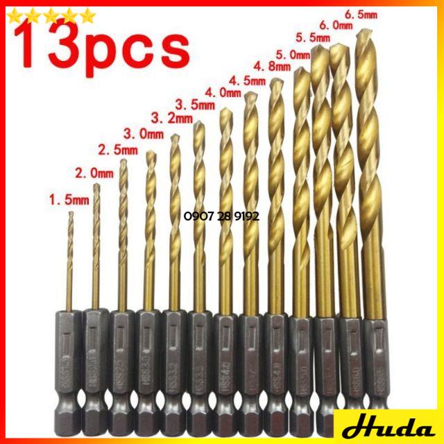 Bộ 13 mũi khoan sắt cho máy khoan bắn vít chân lục giác