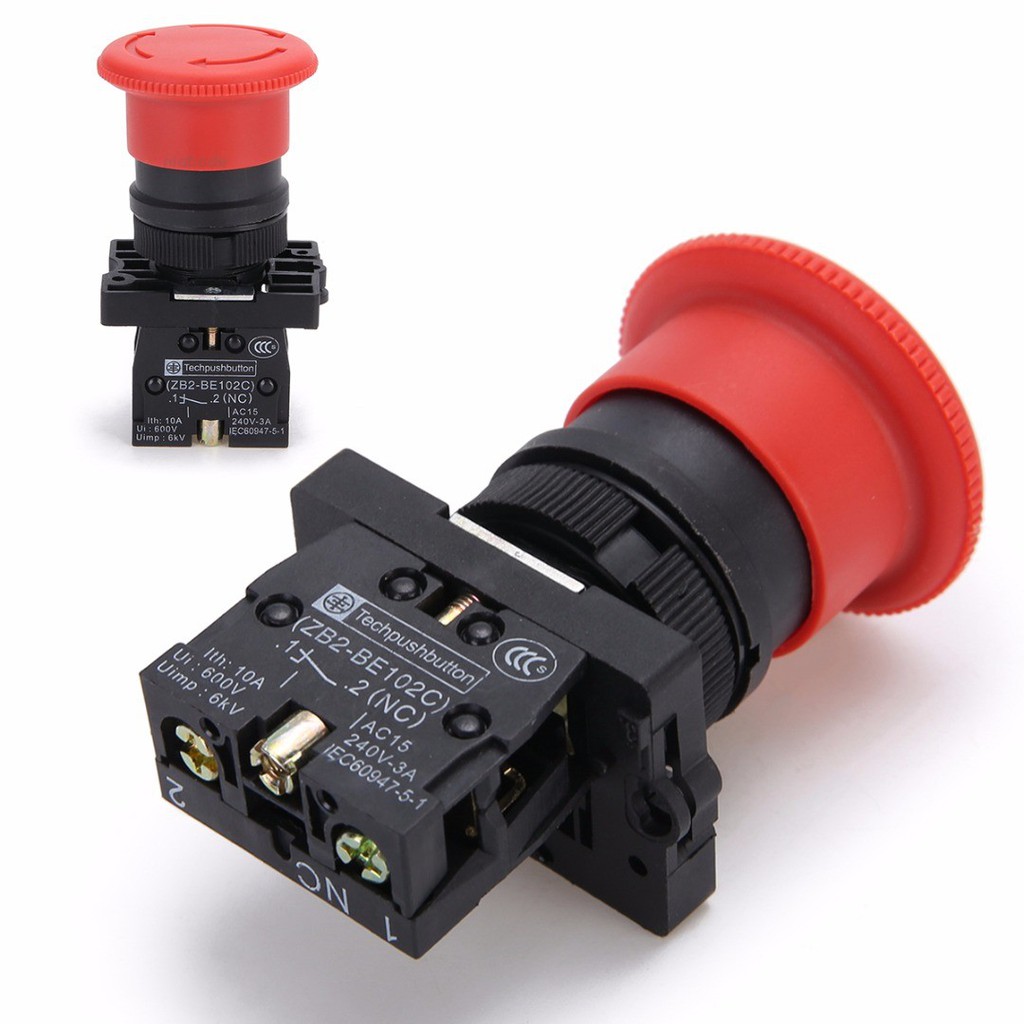 Công tắc nhấn khẩn cấp XB2-ES542 22mm NC N / C màu đỏ