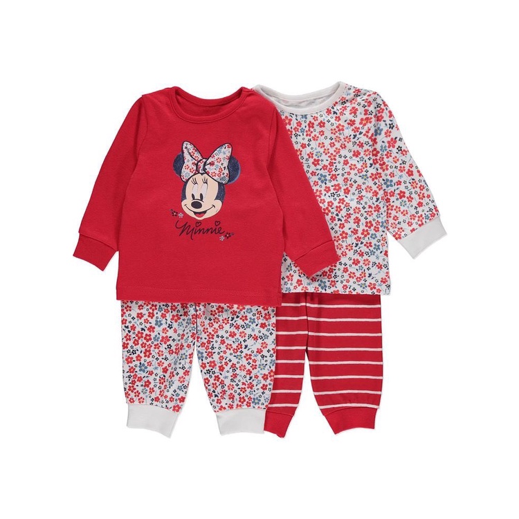 Set 2 bộ cotton công chúa màu đỏ dài tay bé gái ♡ bộ đồ bé gái đáng yêu, hình mickey