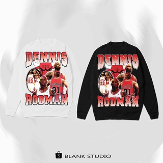 Blank | áo sweater rodman tay dài unisex - đen/trắng cổ tròn