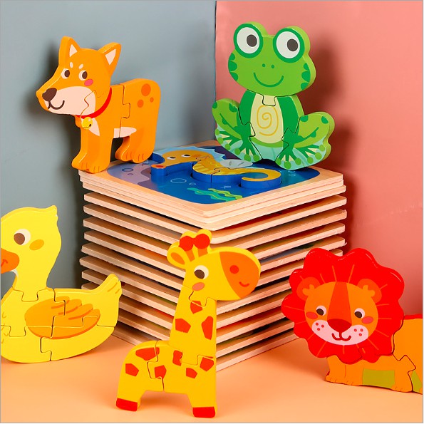 Đồ chơi ghép hình bằng gỗ nổi 3D thông minh Montessori 15x15 cm Đồ chơi xếp hình giúp trẻ em sáng tạo và phát triển
