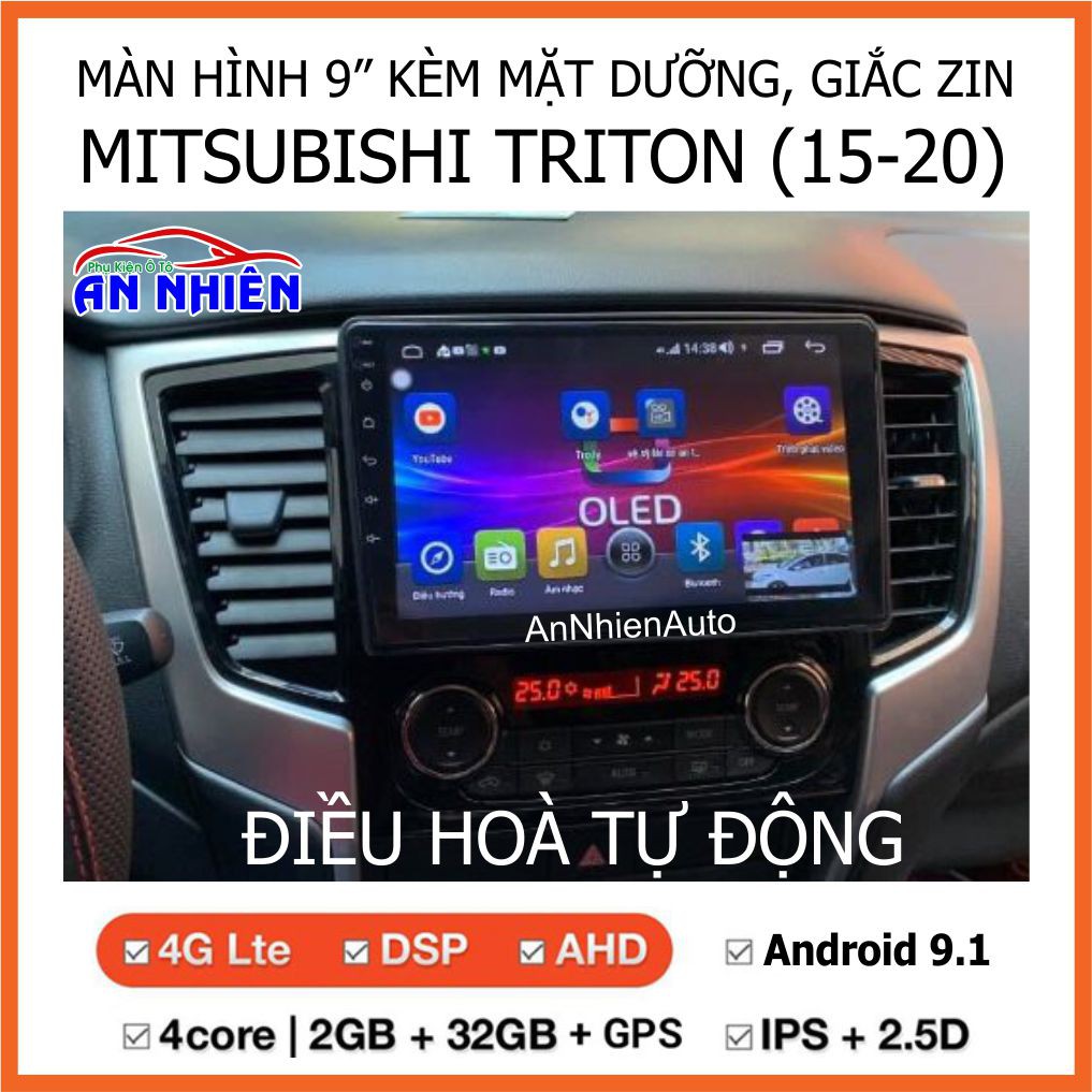 Màn Hình 9 inch Cho Xe TRITON (Tự Động) - Màn Hình DVD Android Tặng Kèm Mặt Dưỡng Giắc Zin Cho Mitsubishi Triton