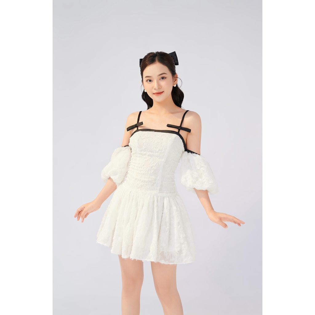 ✿ Somee studio ✿ Elise dress ✿ Váy tơ hoa trễ vai phối nơ