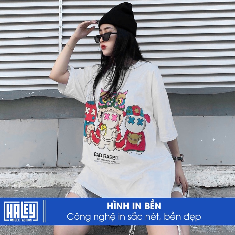 Áo thun Nam Nữ Unisex Form rộng tay lỡ HALEY TN85 street wear Basic cao cấp chất cotton 100% -  phông siêu mát TN85