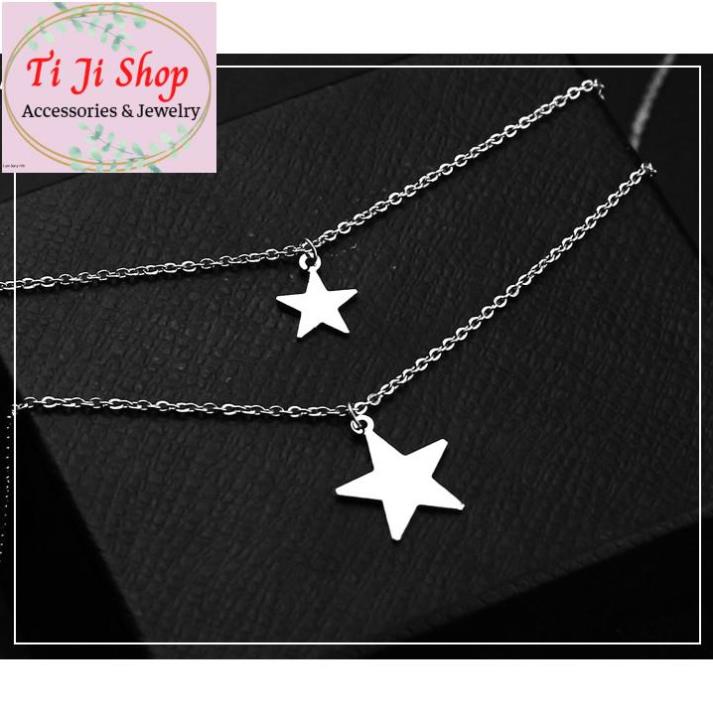 DÂY CHUYỀN INOX NGÔI SAO HAI TẦNG ĐẸP, KHÔNG ĐEN