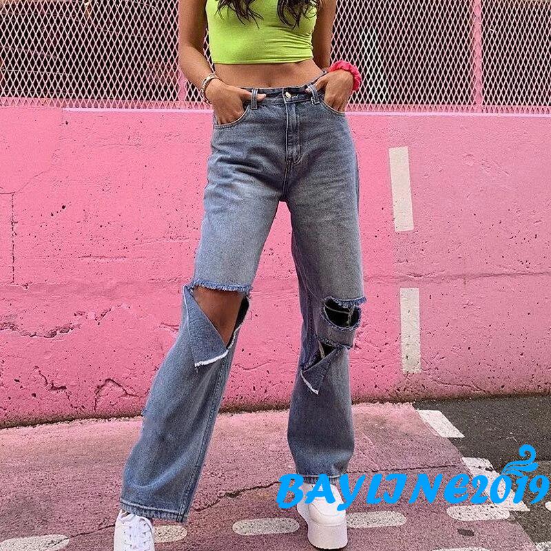 Quần Jeans Nữ Rách Gối Thời Trang Cá Tính