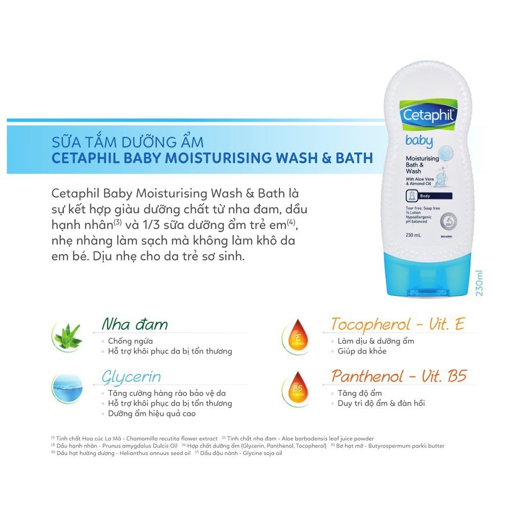 Sữa tắm dưỡng ẩm Cetaphil Baby Moisturising Bath &amp; Wash 230ml - Skinfa.