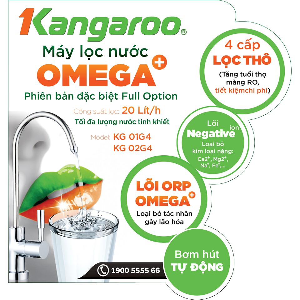 Máy lọc nước Kangaroo OMEGA+ KG01G4 (Vỏ hoa Hàn Quốc)