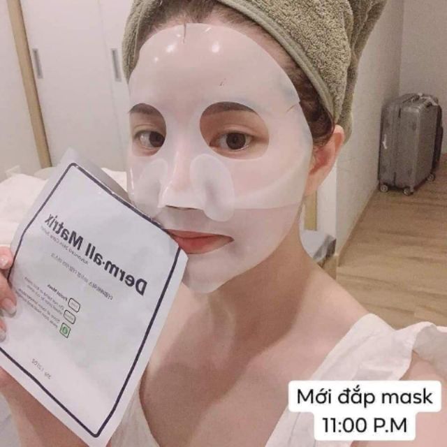 (Hộp 4 miếng) Mặt nạ Derm-All Matrix Mask Hàn Quốc trắng da, chống lão hóa HSD 2022