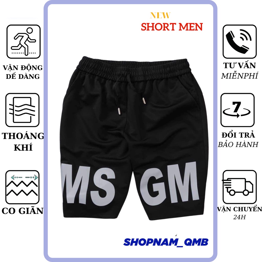 Quần đùi nam BM chất liệu thun co dãn mẫu mới 2021, quần short nam thể thao thích hợp tập gym, chạy bộ, dạo phố, QK043