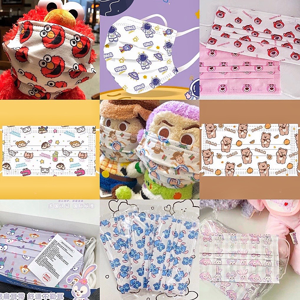Khẩu trang người lớn hoạt hình hoạ tiết gấu thỏ mickey disney stella lou toy story đáng yêu dễ thương