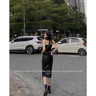 Chân váy da dáng dài xẻ đùi hot trend, Lipeo.store