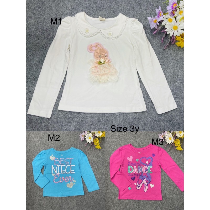 áo thun dài tay bé gái hàng xuất dư xịn (size 18/24- 6y)