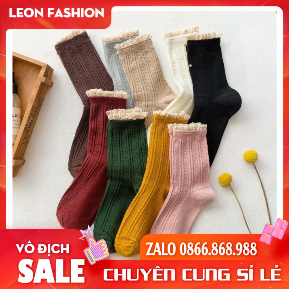 Tất Cổ Ren, Vớ Vintage CổThấp , Chất Lệu Cotton, phong cách Hàn Quốc