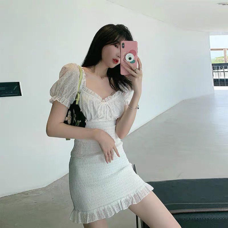 [Mã SKAMA06 giảm 8% tối đa 50K đơn 250K] ĐẦM TRẮNG CỔ VIỀN BÈO NHÚN THÂN CHỈ | BigBuy360 - bigbuy360.vn