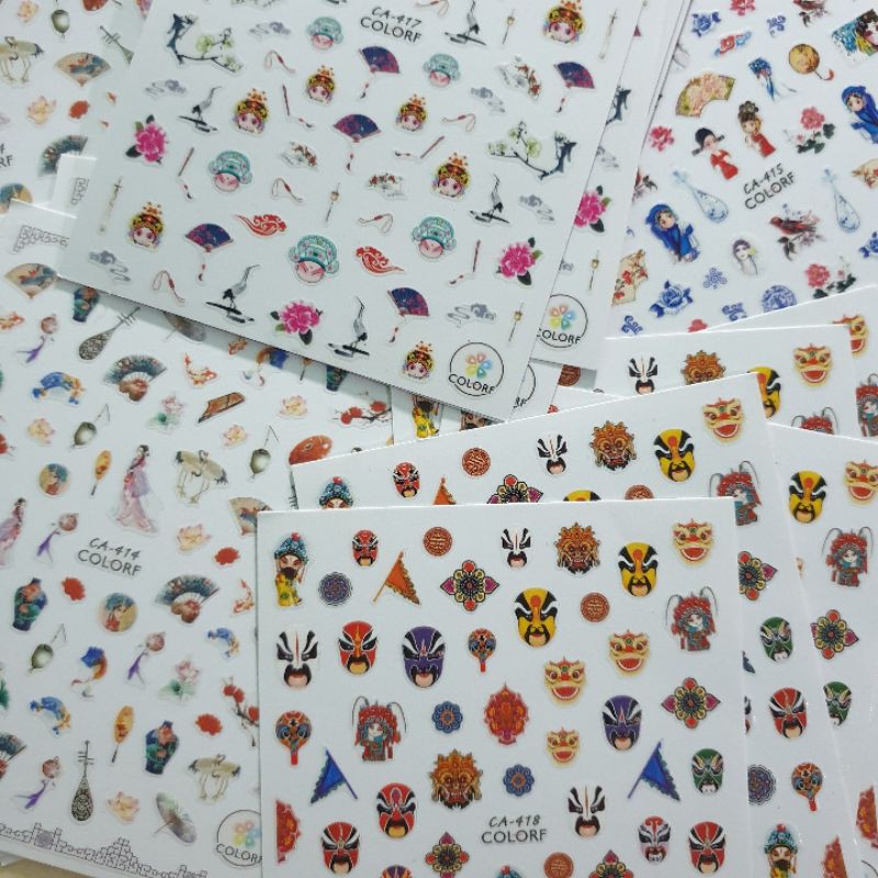 Sticker dán móng - resin -điện thoại chủ đề kinh kịch trung quốc