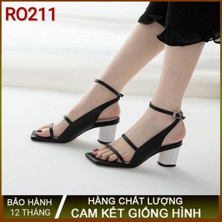 Giày sandal nữ cao gót 5p hàng hiệu rosata đẹp màu đen ro211