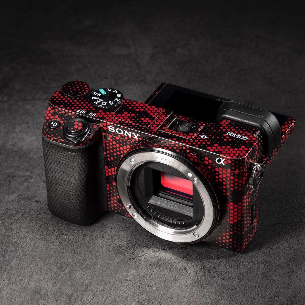 Miếng Dán Skin Máy Ảnh 3M - Mẫu Mamba Red - Có Mẫu Skin Cho body và len Sony, Canon, Nikon, Fuji