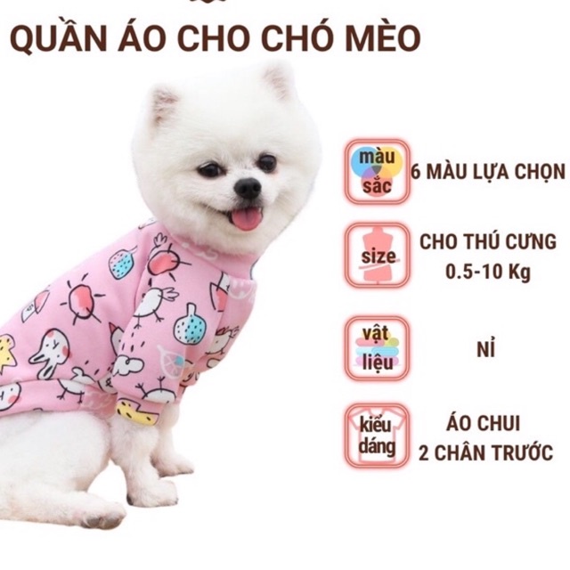 Quần Áo Cho Chó Mèo, Áo Nỉ Thu Đông Cho Chó Mèo