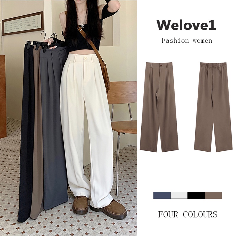 Quần ống rộng Lưng Cao Phong Cách Hàn Quốc Dành Cho Nữ