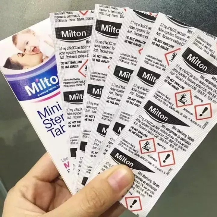 Viên tiệt trùng Milton Anh, Bột tiệt trùng Lincare dùng cho cốc nguyệt san, núm ti, bình sữa tiện lợi và an toàn