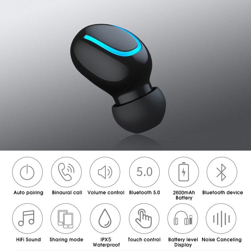 Tai Nghe 1 tai Bluetooth Không Dây HBQ-Q32 - Chống Nước IPX5 - Nghe 60h - Tích Hợp Micro - Tự Động Kết Nối -dc3526