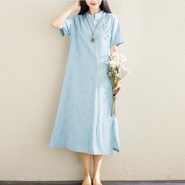 ĐẦM CỔ TÀU THÔ GẤM 350 ( XANH-HỒNG)