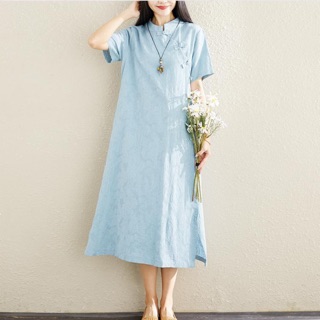 Đầm cổ tàu thô gấm 350