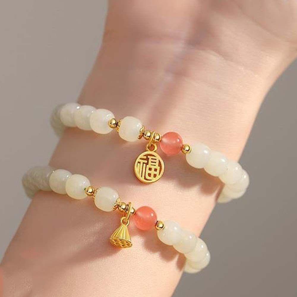 Vòng Tay Chuỗi Hạt Co Giãn Hình Hoa Sen Thời Trang Thanh Lịch