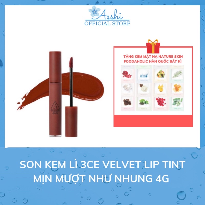 [Đủ Bill] Son Kem Lì 3CE Velvet Lip Tint Mịn Mượt Chính Hãng 4g