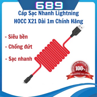 Cáp sạc chân lightning, dây sac nhanh hoco x21 dài 1m chính hãng siêu bền chống đứt
