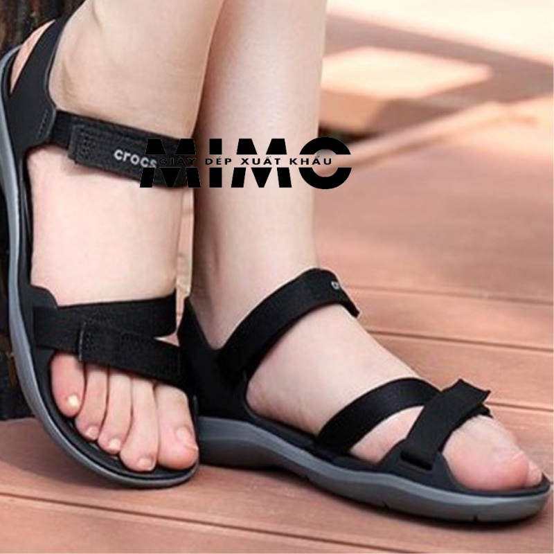 Sandal quai ngang, dép sandal Webbing màu đen thời trang cao cấp êm nhẹ, bền đẹp cho nữ