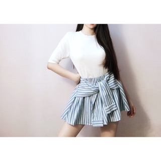 Quần váy sọc cột dây eo