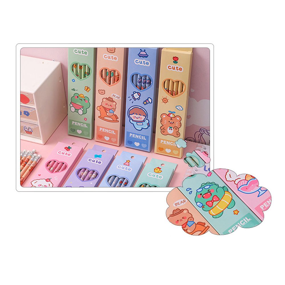 6 Bút chì hb bằng gỗ họa tiết hoạt hình dễ thương cho trẻ em