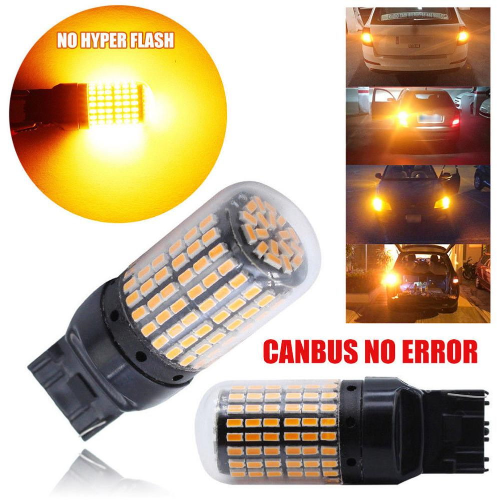 MG Bóng đèn LED 1Pc T20 7440 3014 144smd CanBus Không có đèn báo lỗi cho đèn tín hiệu rẽ trên ô tô Không có đèn flash