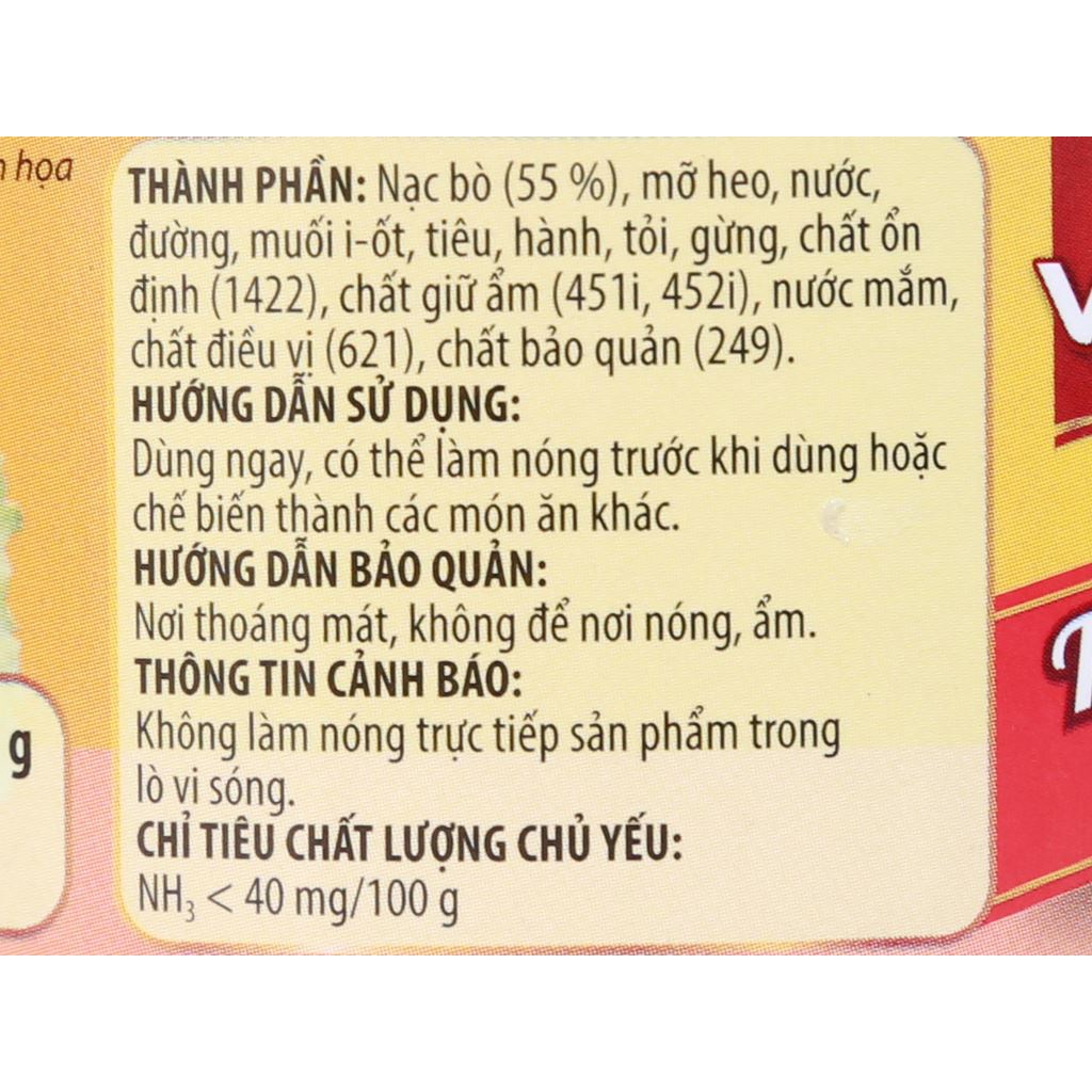 Bò hai lát/Pate thịt heo Vissan hộp