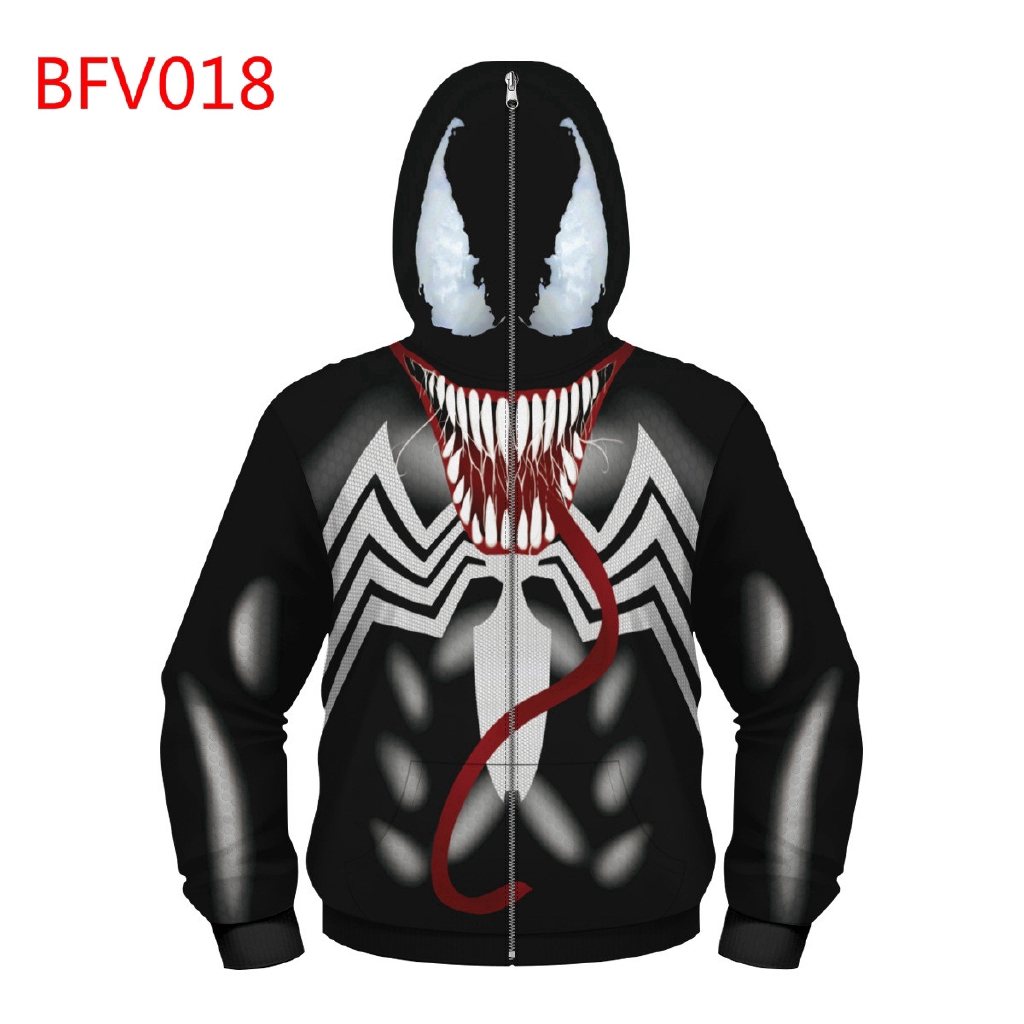 Áo khoác hoodie có khóa kéo và mặt nạ hóa trang Spider Man Venom 3D dành cho trẻ em