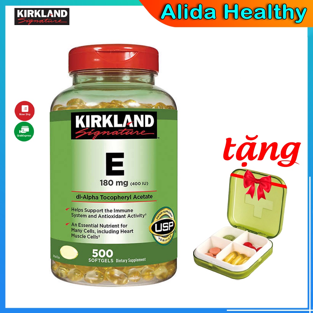 Viên uống Vitamin E 400 IU Kirkland 500 viên của Mỹ đẹp da chống lão hóa
