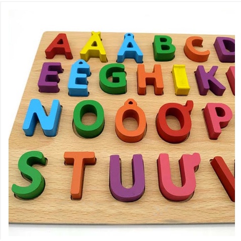 Đồ chơi bảng chữ cái gỗ nổi tiếng việt in hoa, in thường, 10 số và 20 số thông minh cho bé giúp phát triển tư duy