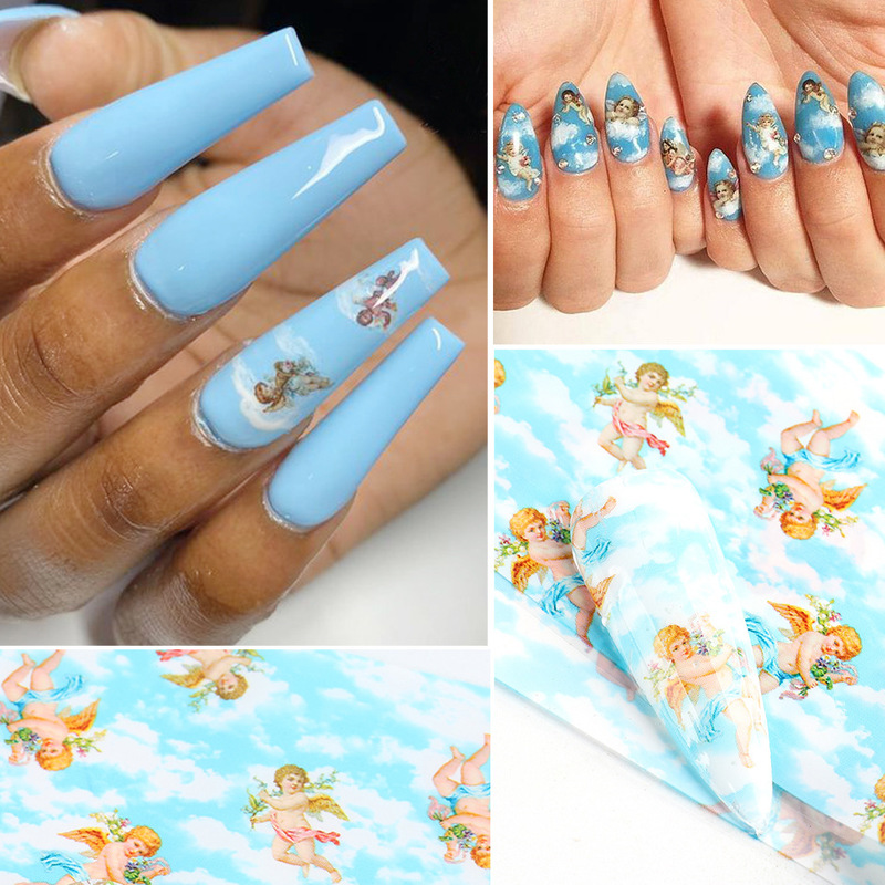 Set 10 tấm nhãn dán chuyển nước họa tiết hoa dùng để trang trí móng tay nghệ thuật