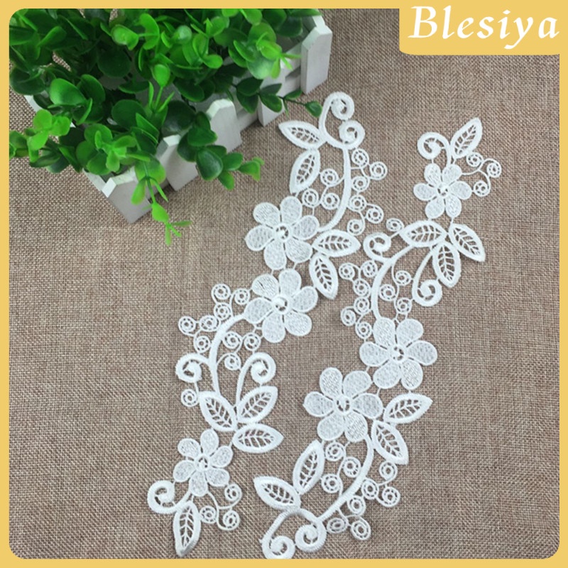 [BLESIYA] 4 Pieces DIY Floral Venise Lace Applique Embroidered Patch Motif Crafts