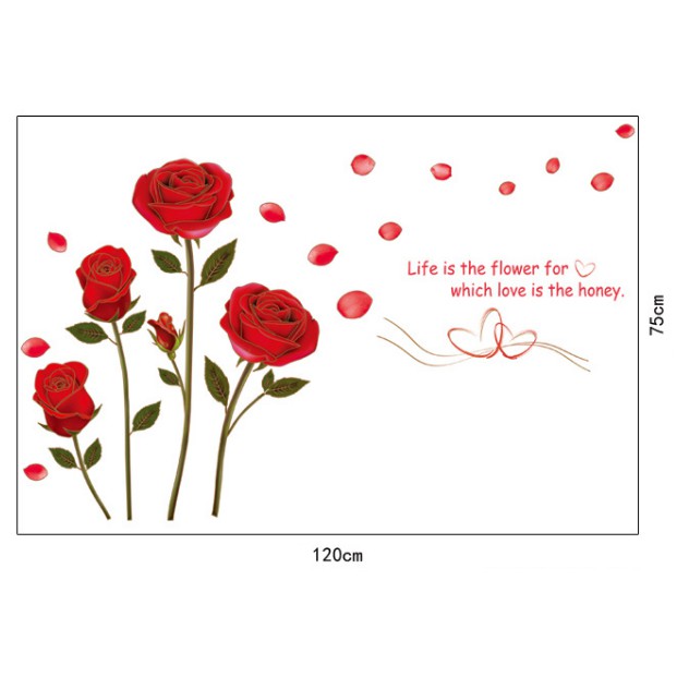 Decal dán tường hoa hồng trang trí phòng