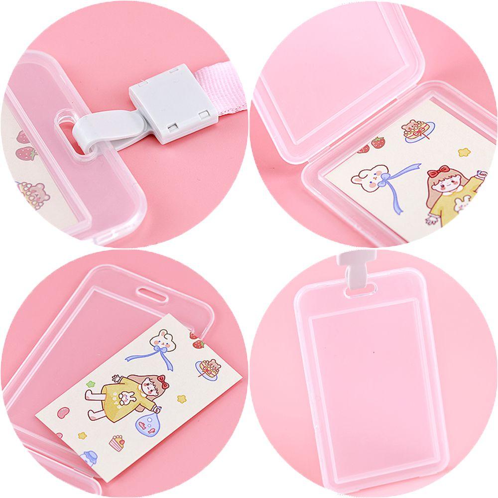 CHOOKEY Cute ID Card Holder Office School Vertical Name Tag Badge Holder with Lanyard Waterproof Quick Release Hanging Rope Plastic Card Sleeves Nurse Teacher Neck Lanyard