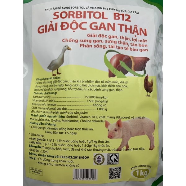 1 kg Giải độc gan thận - dùng cho gà, vịt, ngan, cút, heo