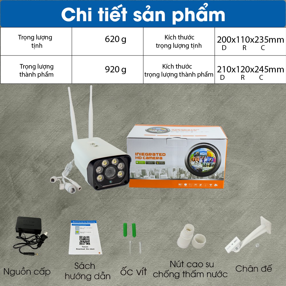 Camera wifi Yoosee 2.0 MP  Thân hợp kim bền bỉ hơn  xem đêm có màu sắc nét chống mưa nước ip66 | BigBuy360 - bigbuy360.vn