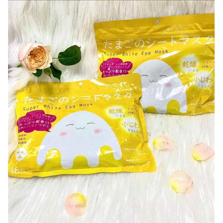 [Túi 36 miếng] Mặt nạ trứng Coco Egg Wrinkle Sheet Nhật Bản Chính Hãng, dưỡng trắng phục hồi da