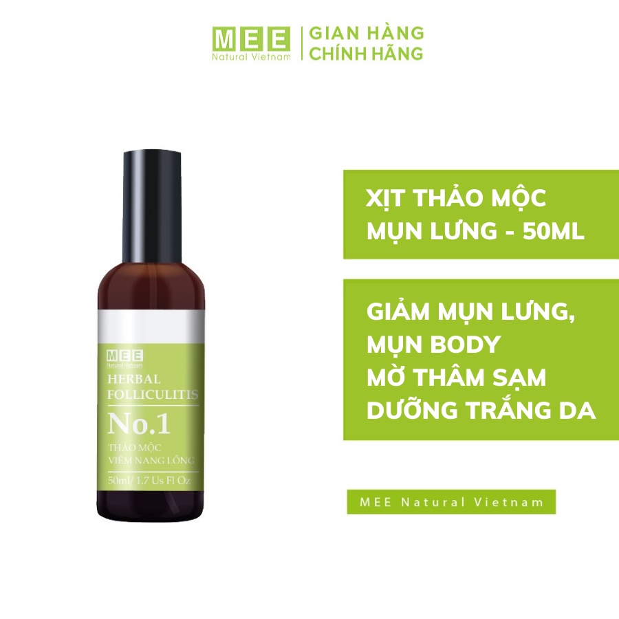 Xịt mụn lưng, mụn body thảo mộc lá Neem MEE NATURAL Herbal Folliculitis 50ml