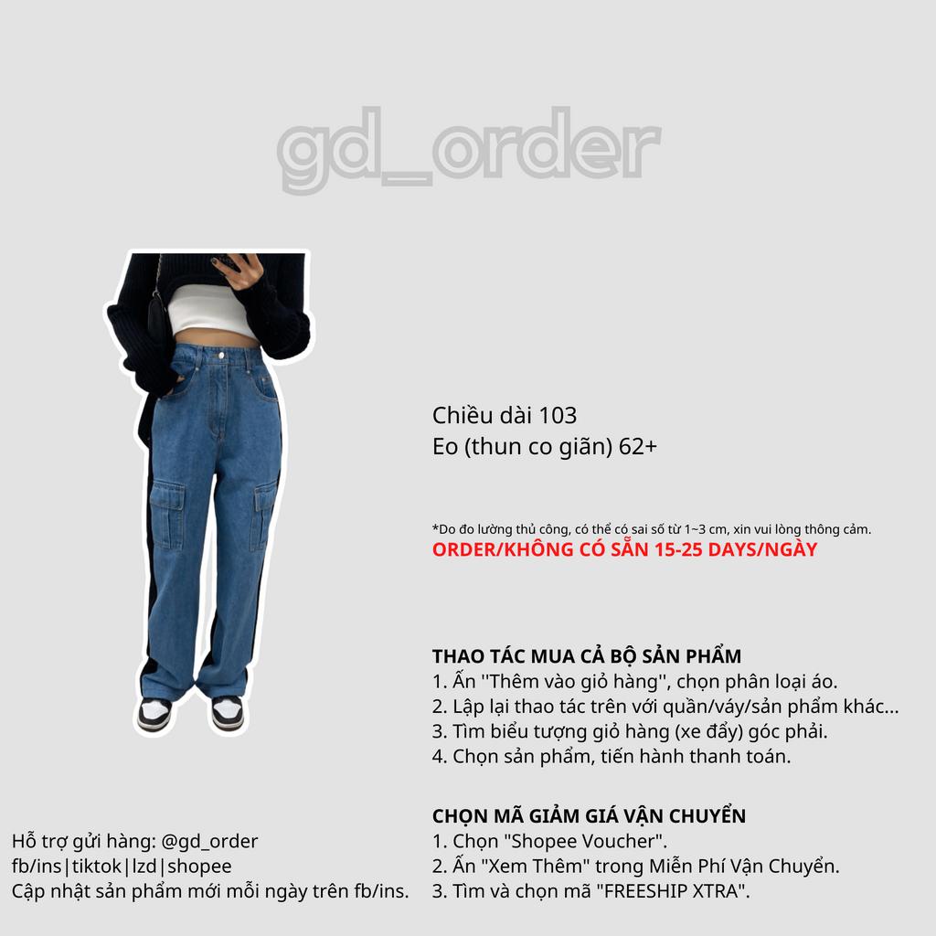 Q3|Quần jeans bò nữ túi hộp lưng thun ống rộng cạp cao hàn quốc basic dễ mặc đi học, đi chơi gd_order