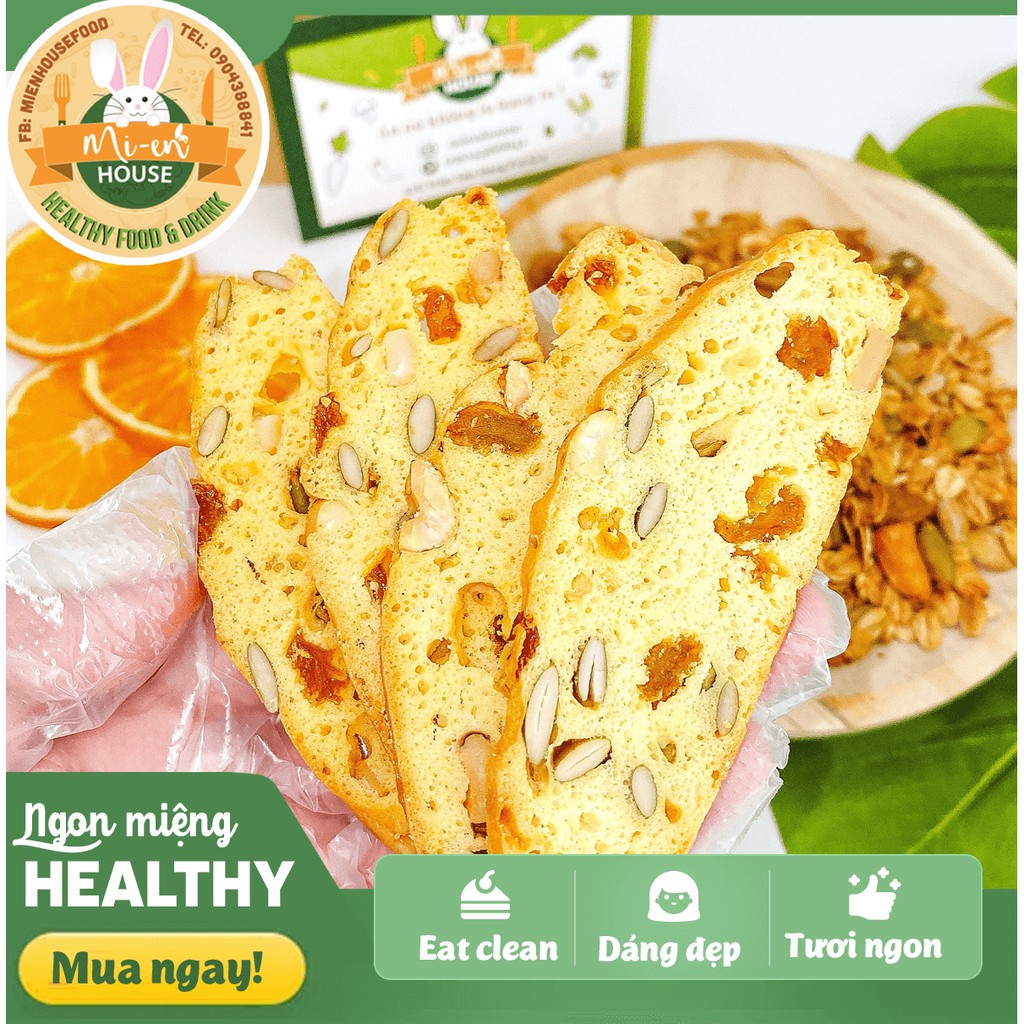 Bánh Biscotti bột mì nguyên cám và hạt ngũ cốc vị hạnh nhân dành cho người ăn kiêng