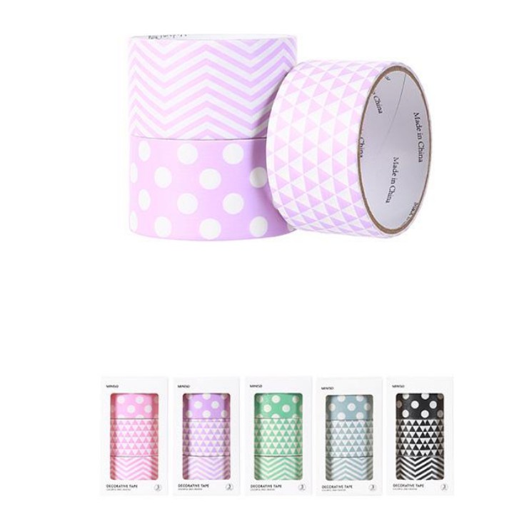 [Mã LIFEMALLCP3 giảm 12% đơn 99K] Combo 3 cuộn băng dính trang trí Miniso Large Decorative Tape